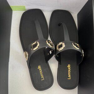 Larroude Milan Jelly Thong Sandal in Black, Size 8/9 M